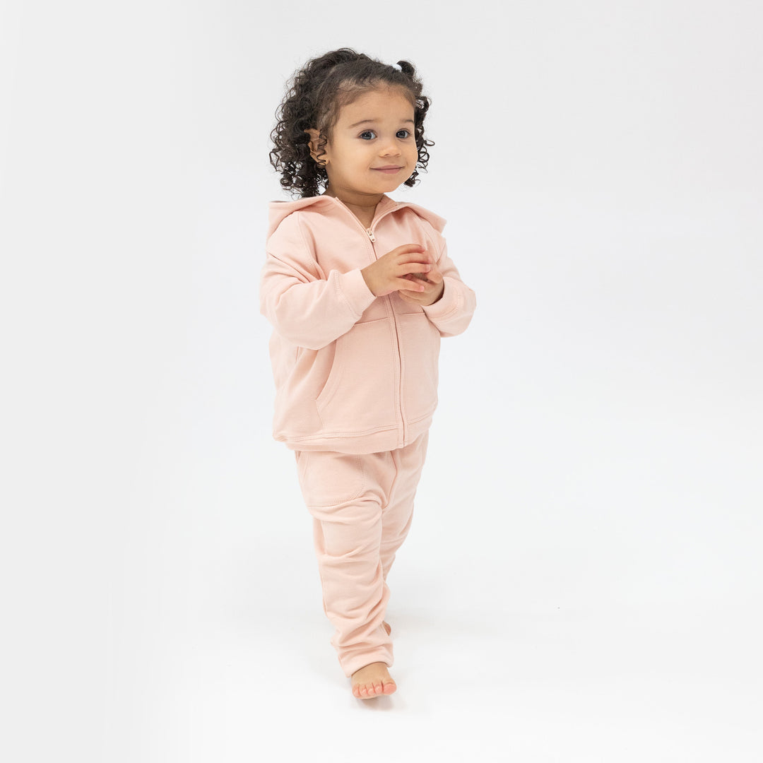 French Terry Pink Solid- Hoodie and Jogger Set by Angel Dear