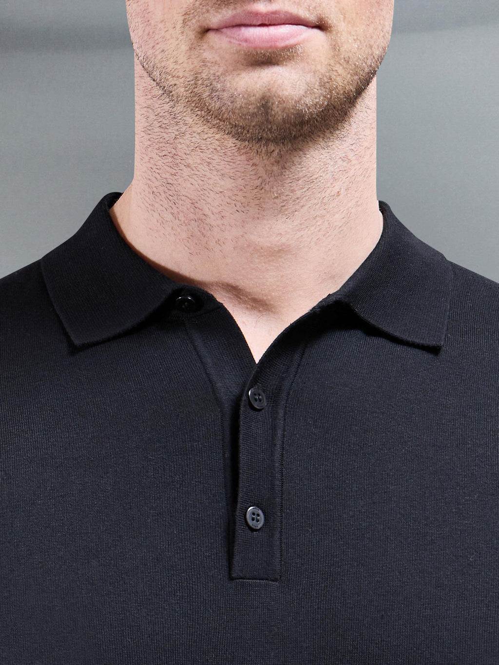 Cotton and Silk Polo Shirt in Black