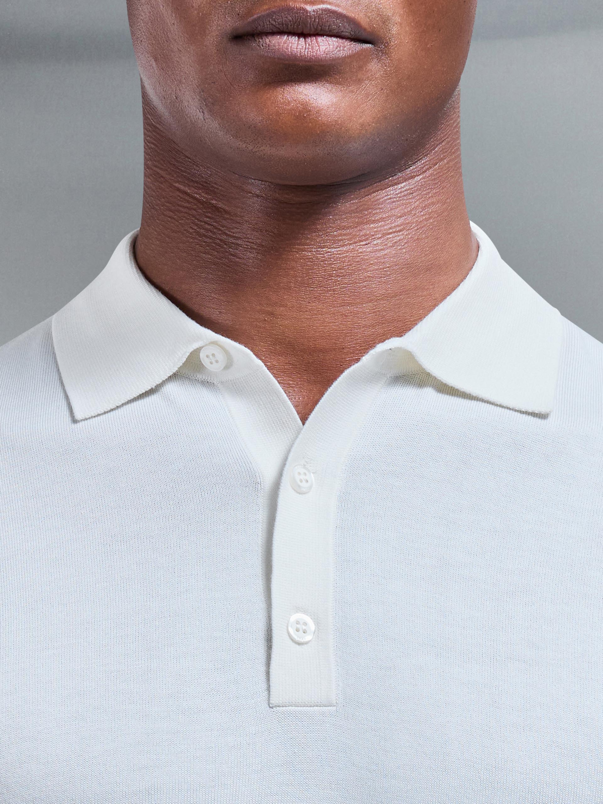 Cotton And Silk Polo Shirt in Off White