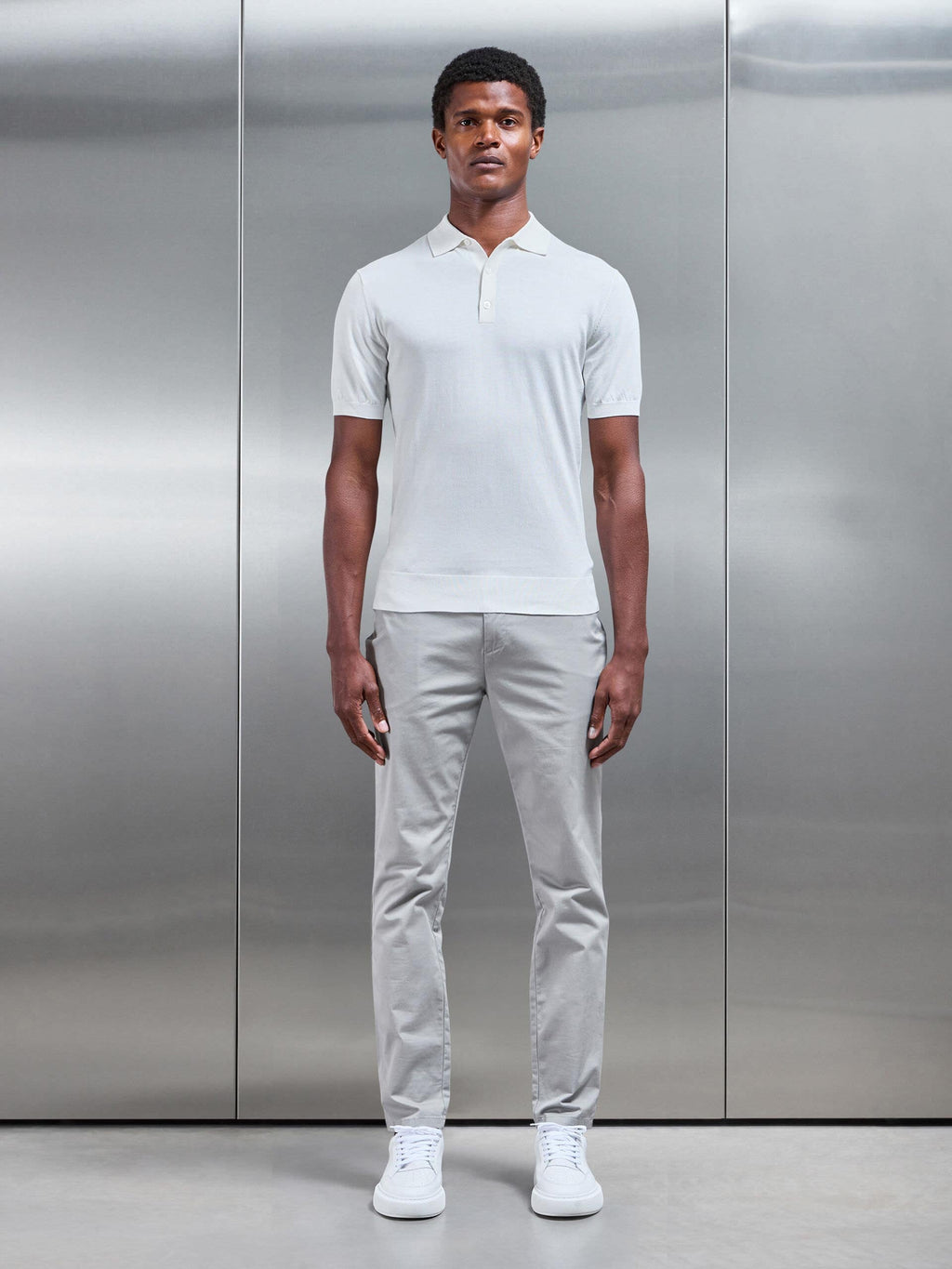 Cotton And Silk Polo Shirt in Off White