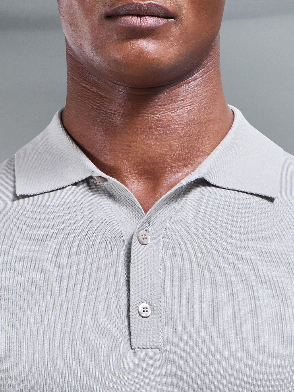 Cotton and Silk Polo Shirt in Stone