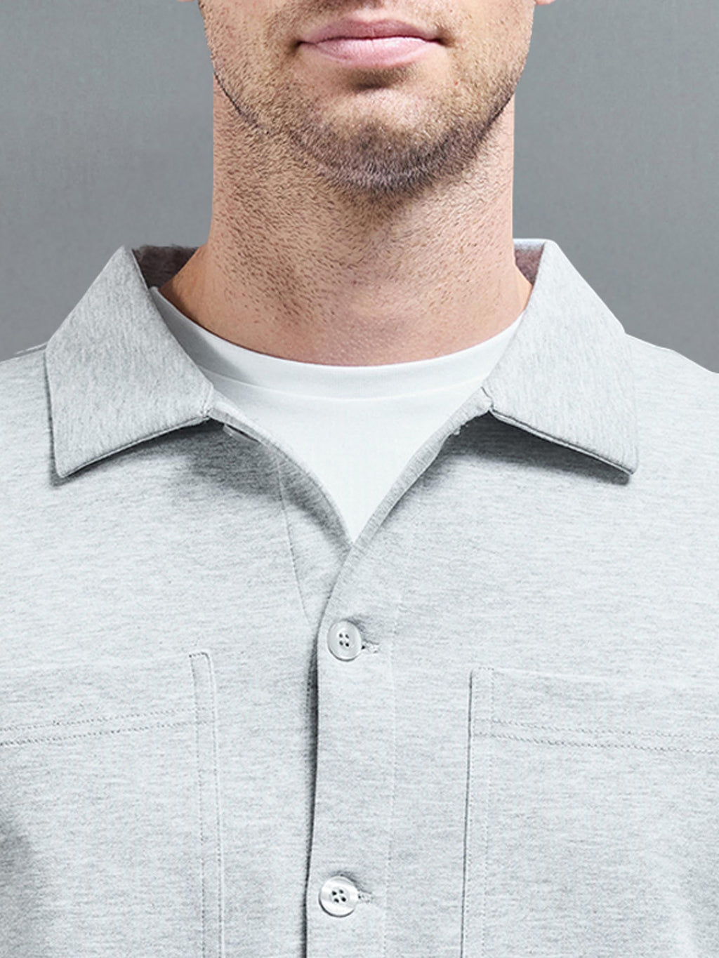 Cotton Jersey Overshirt in Marl Grey