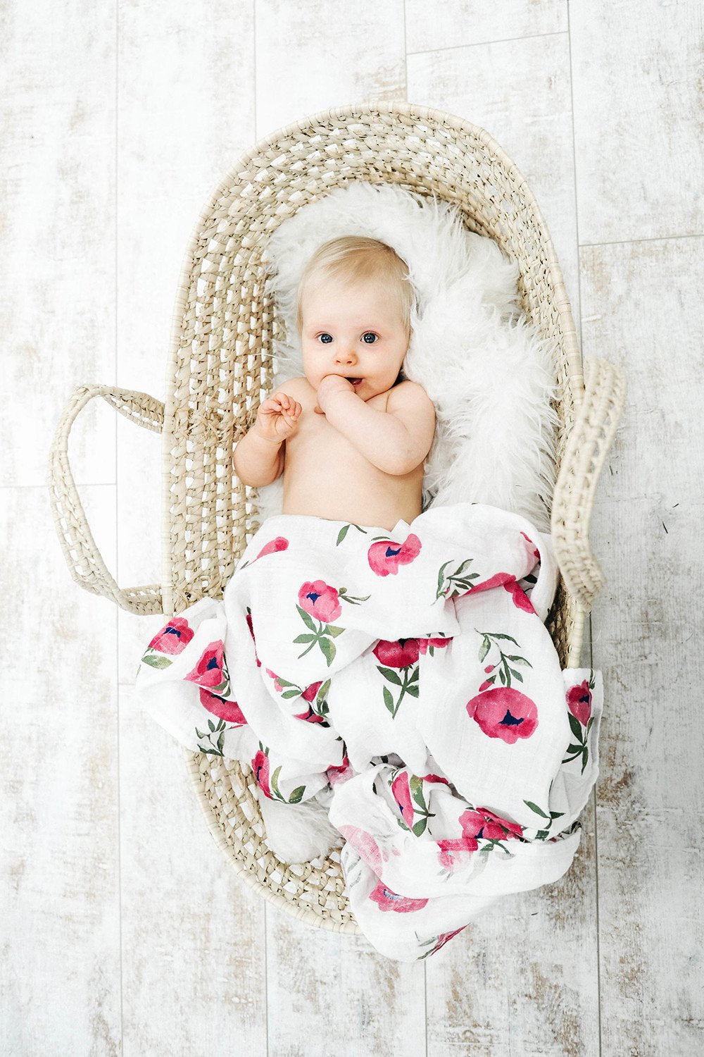 Pink Peony Swaddle Blanket