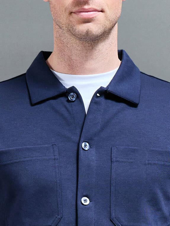 Cotton Jersey Overshirt in Navy