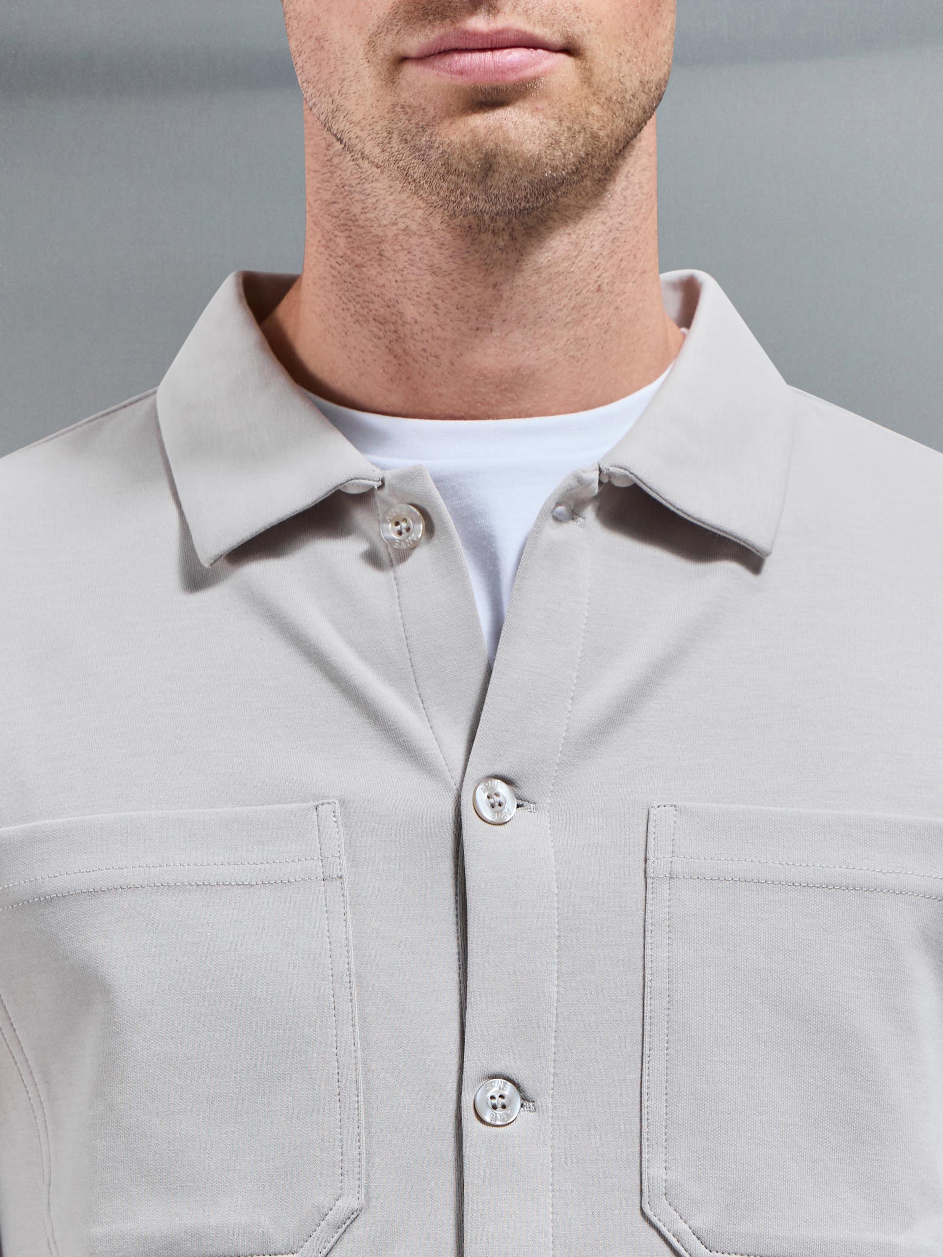 Cotton Jersey Overshirt in Stone