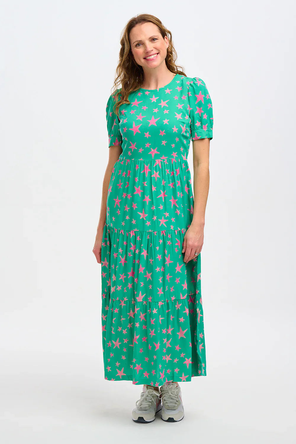 Portia Batik Maxi Tiered Dress - Green, Supernova Stars