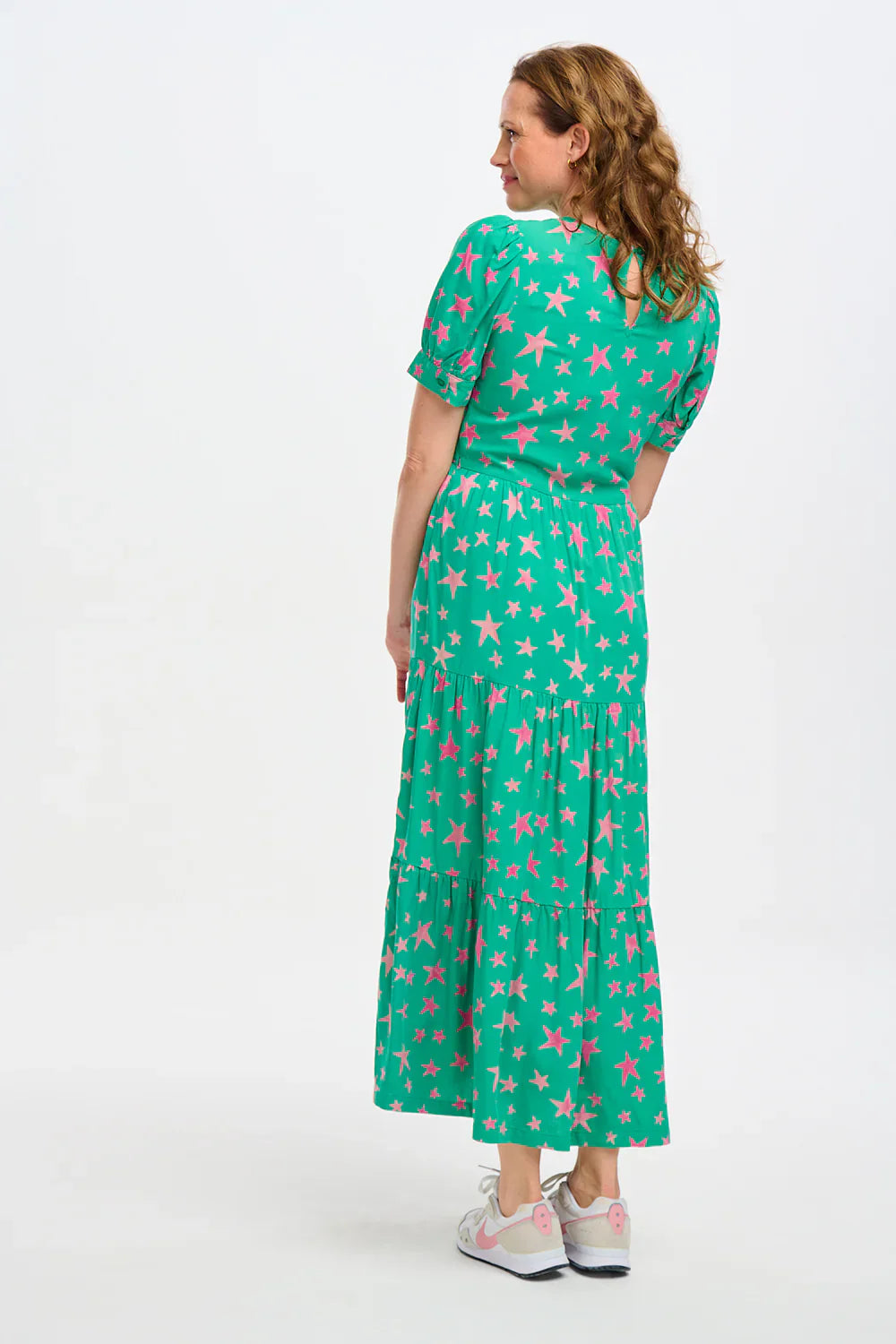 Portia Batik Maxi Tiered Dress - Green, Supernova Stars