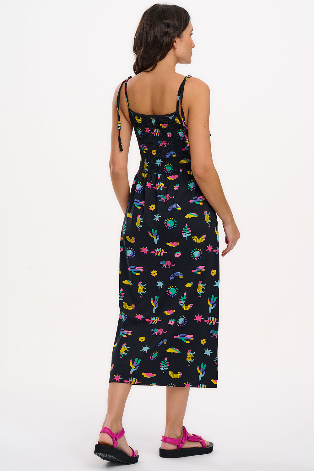 Willa Shirred Jersey Sundress - Black, Summer Joy
