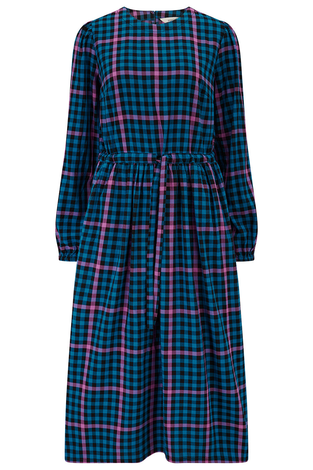 Yasmin Smock Midi Dress - Black/Teal, Twilight Gingham