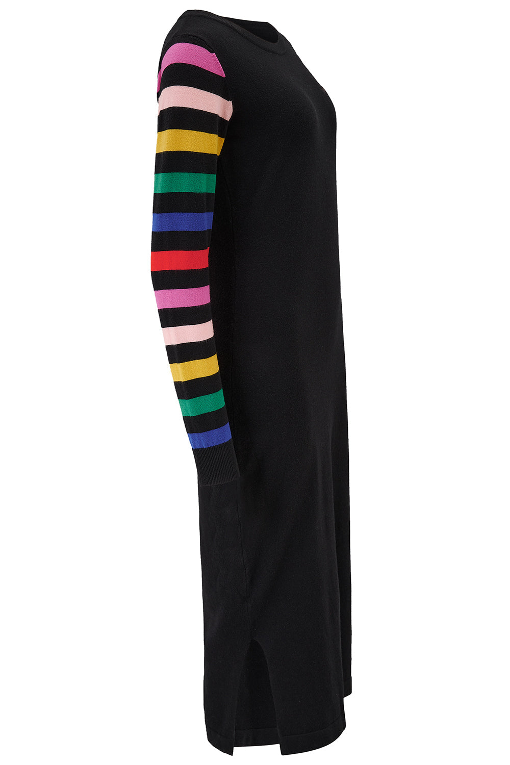 Liselle Knit Midi Dress - Black Rainbow Sleeve