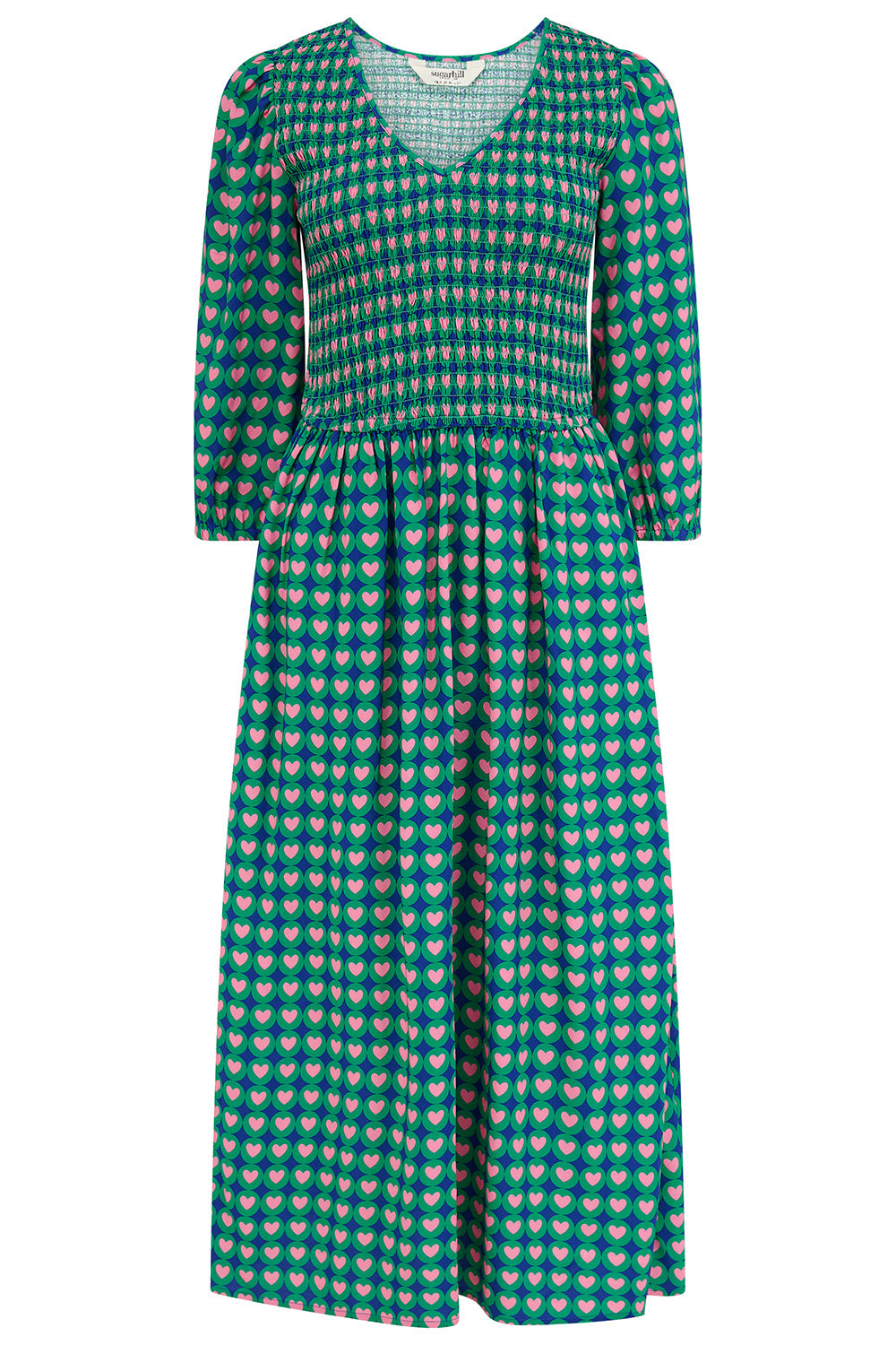 Della Shirred Midi Dress - Navy, Heart Tile