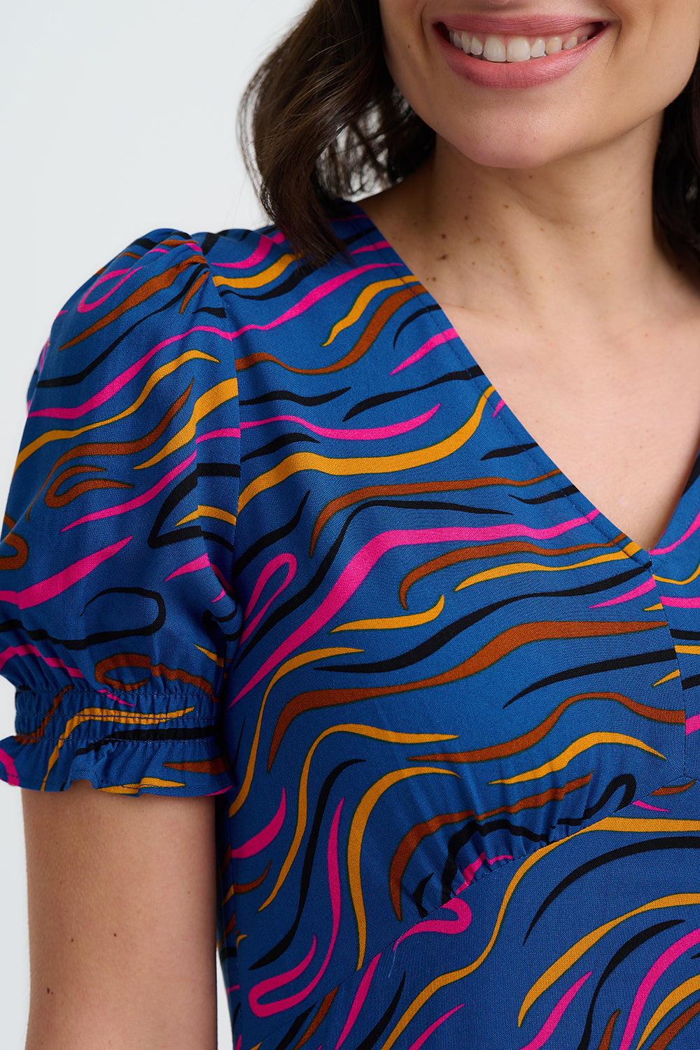 Mary Jane Midi Dress - Bright Navy, Jazz Waves