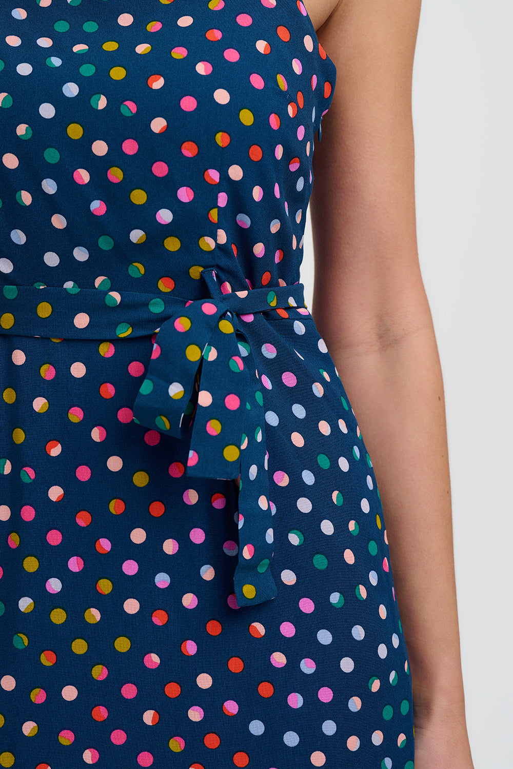 Elva Midi Sundress - Petrol Navy, Rainbow Marbles