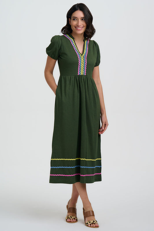 Renee Jersey Midi Dress - Olive, Ric Rac