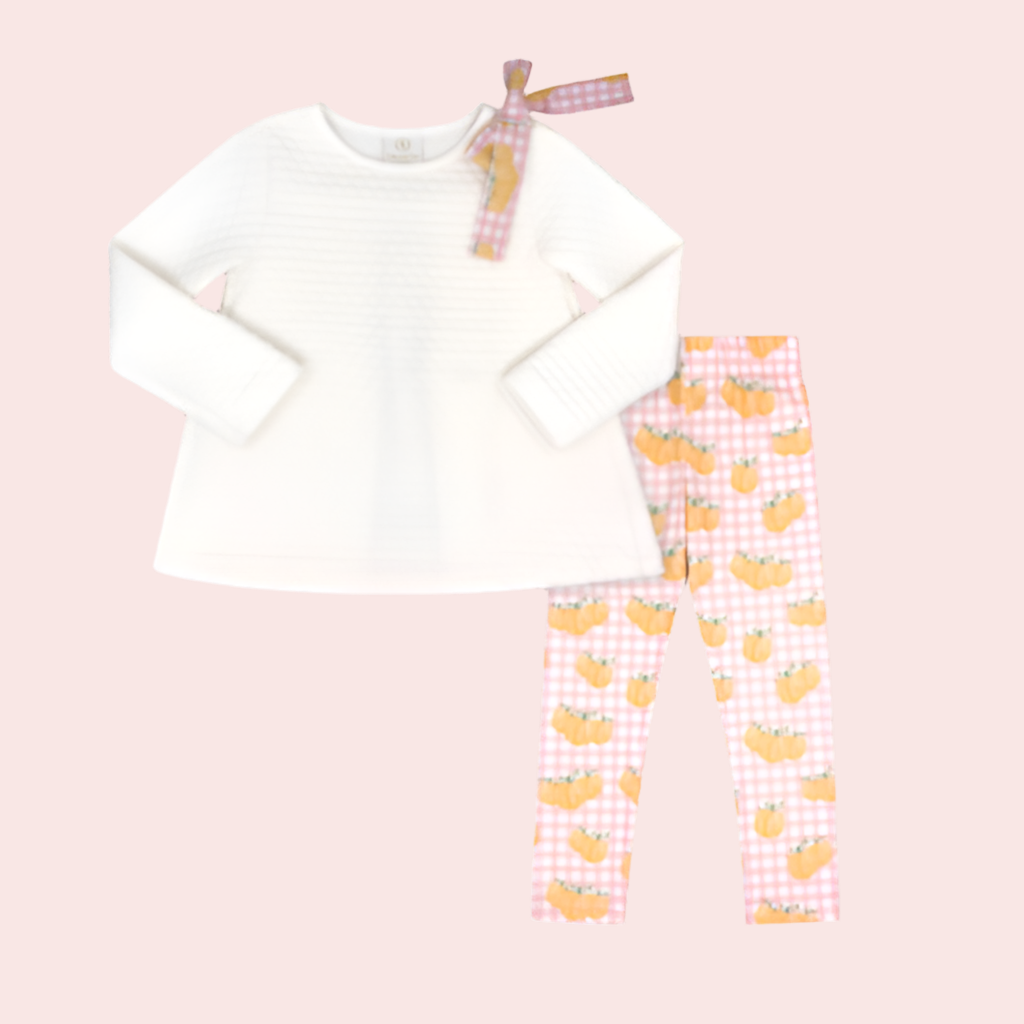 Madeline Legging Set-Worthington White Quilted/Little Pumpkin by Lullaby Set