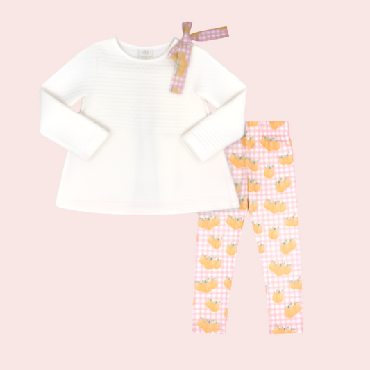 Madeline Legging Set-Worthington White Quilted/Little Pumpkin by Lullaby Set
