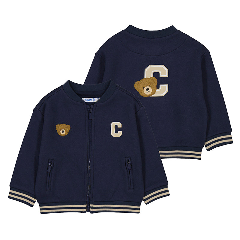 Navy Zip Up Knit Cardigan by Mayoral