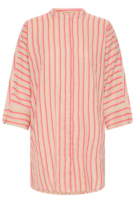 Iafoxa 3/4 Sleeve Shirt - Azalea Pink Stripe