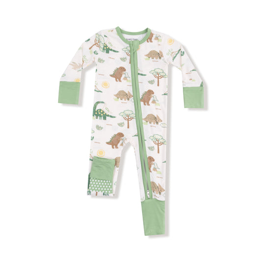 Baby Love Dinos Green 2 Way Zipper Romper by Angel Dear