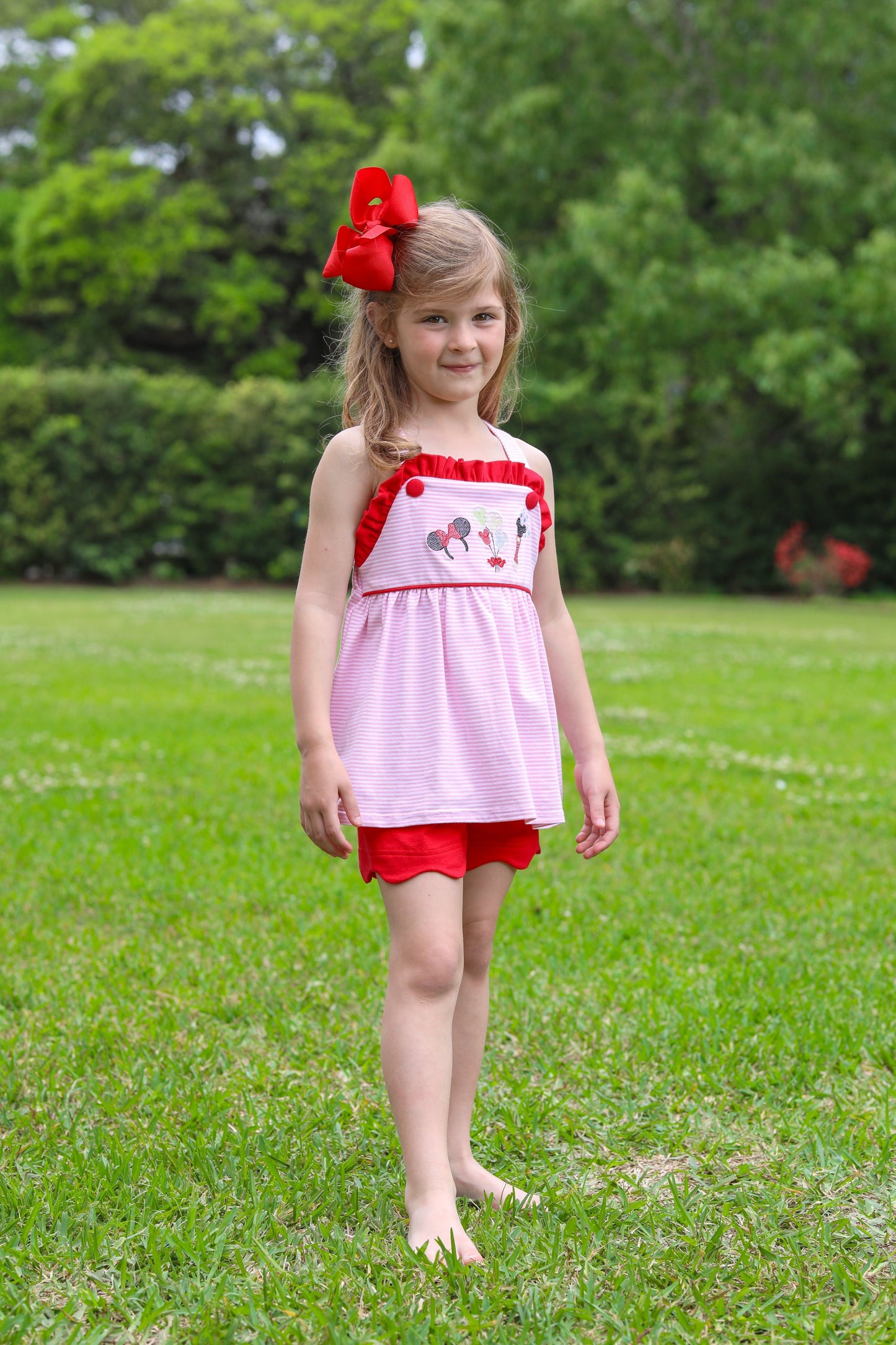 Mouse Embroidery Scallop Short Set by Trotter Street Kids