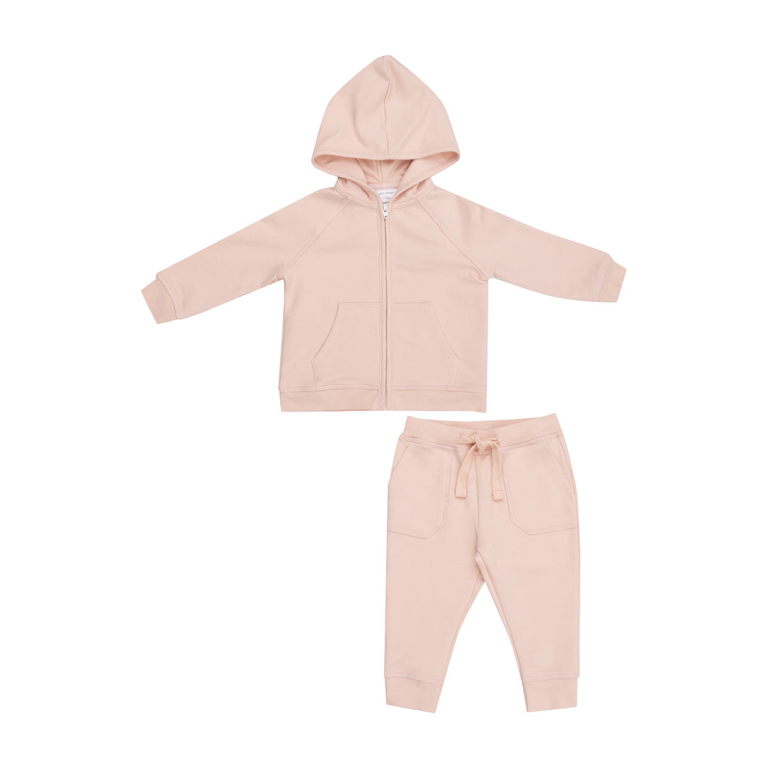 French Terry Pink Solid- Hoodie and Jogger Set by Angel Dear