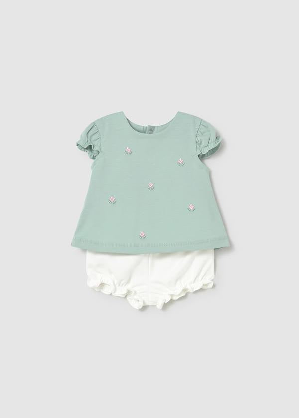 Sage Green Rosette Top & Bloomer Set by Mayoral