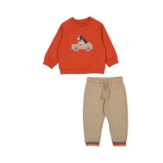 Orange/Khaki Tracksuit -Dog in Car Appliqué by Mayoral