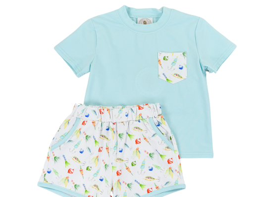 Gone Fishing Boys Pocket Short Set