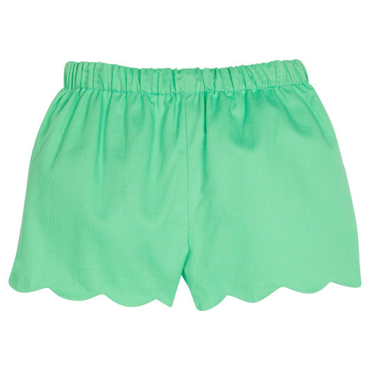 Green Twill Scallop Shorts by Little English