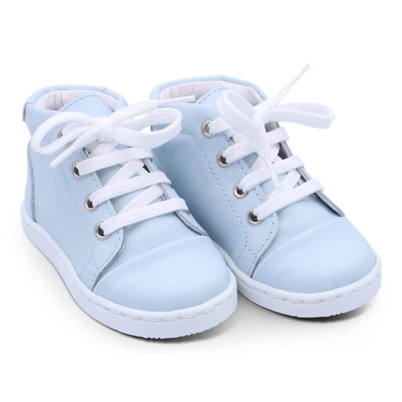 'Danilo' Boys Pale Blue Leather High-Tops