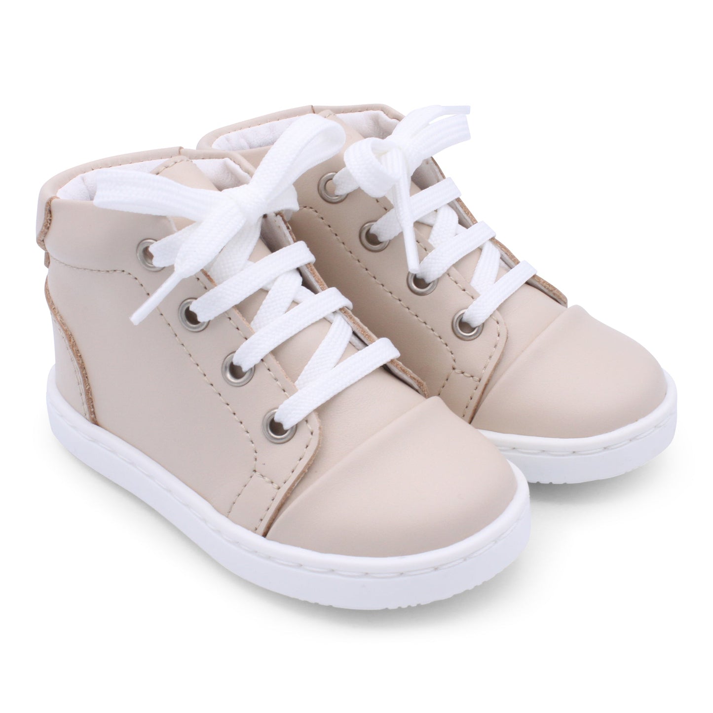 'Danilo' Boys Nude Leather High-Tops