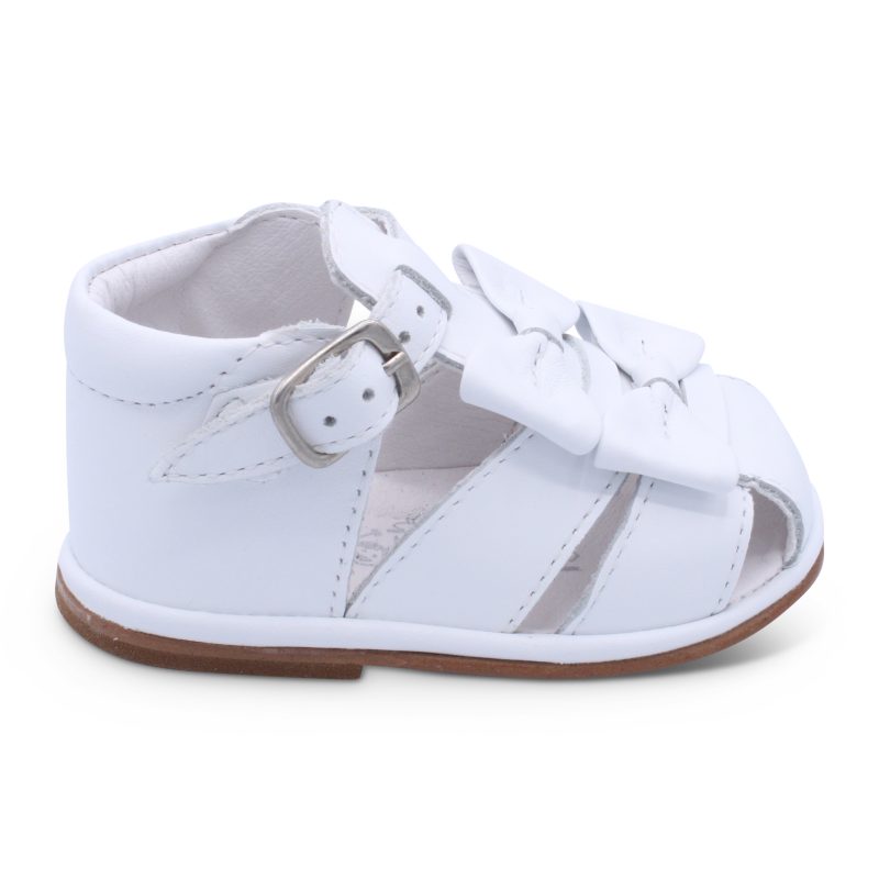 'Dina' Girls White Leather T-Bar Sandals