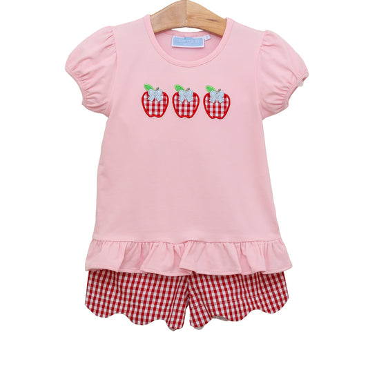 Apple Trio Ruffle Short Set by Trotter Street Kids