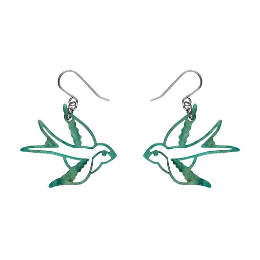 Swallow Drop Earrings - Green