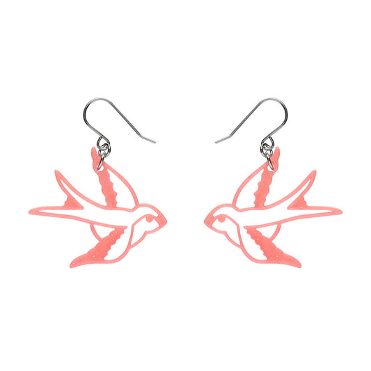 Swallow Drop Earrings - Pink