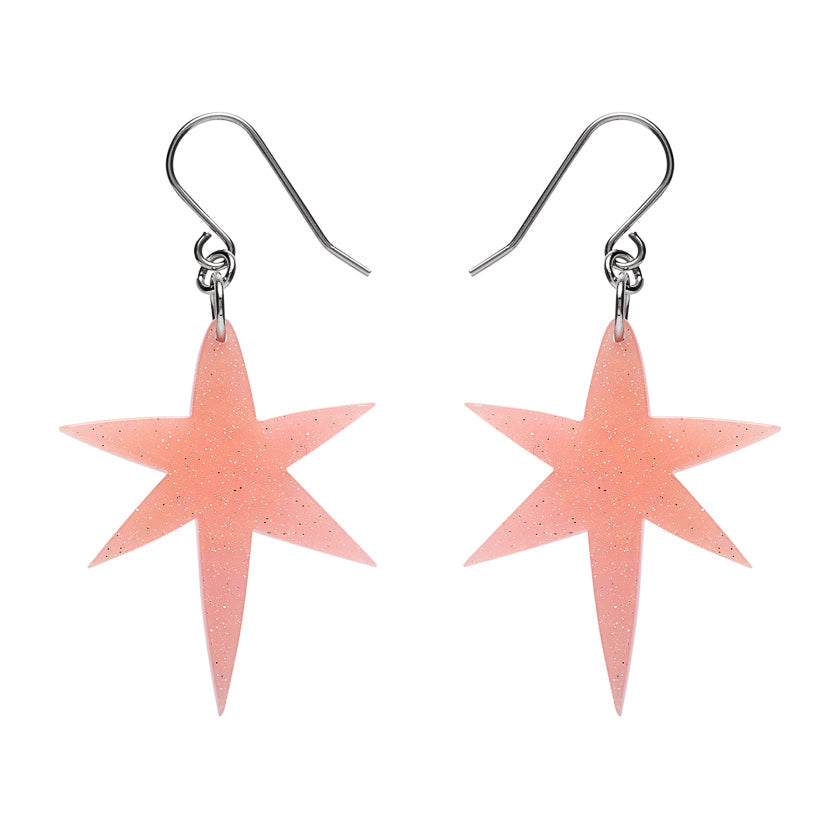 North Star Drop Earrings - Pink
