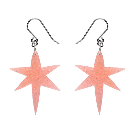 North Star Drop Earrings - Pink