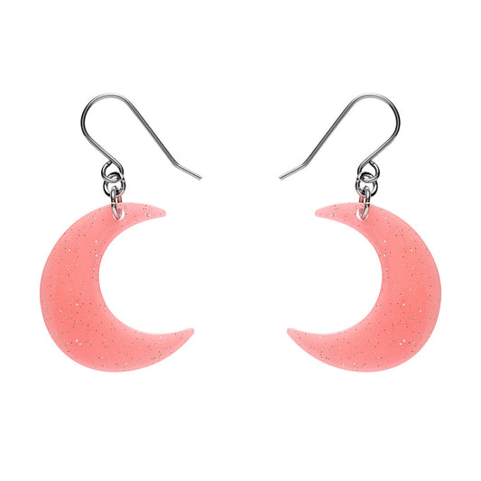Cresent Moon Drop Earrings - Pink