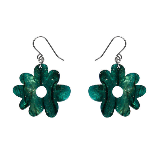 Flower Drop Earrings – Green
