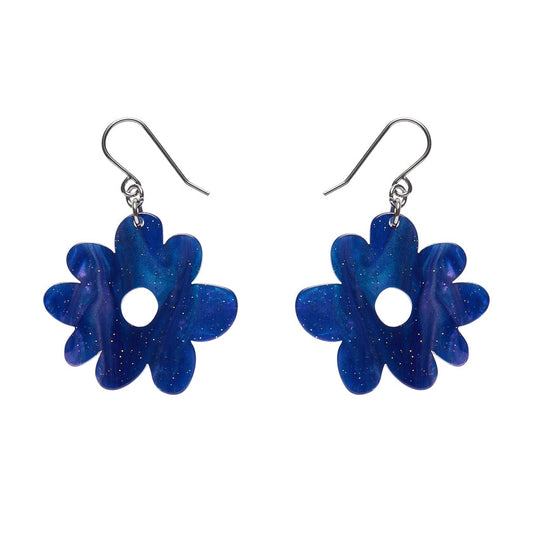 Flower Drop Earrings – Blue