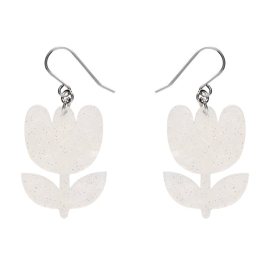 Tulip Drop Earrings - White