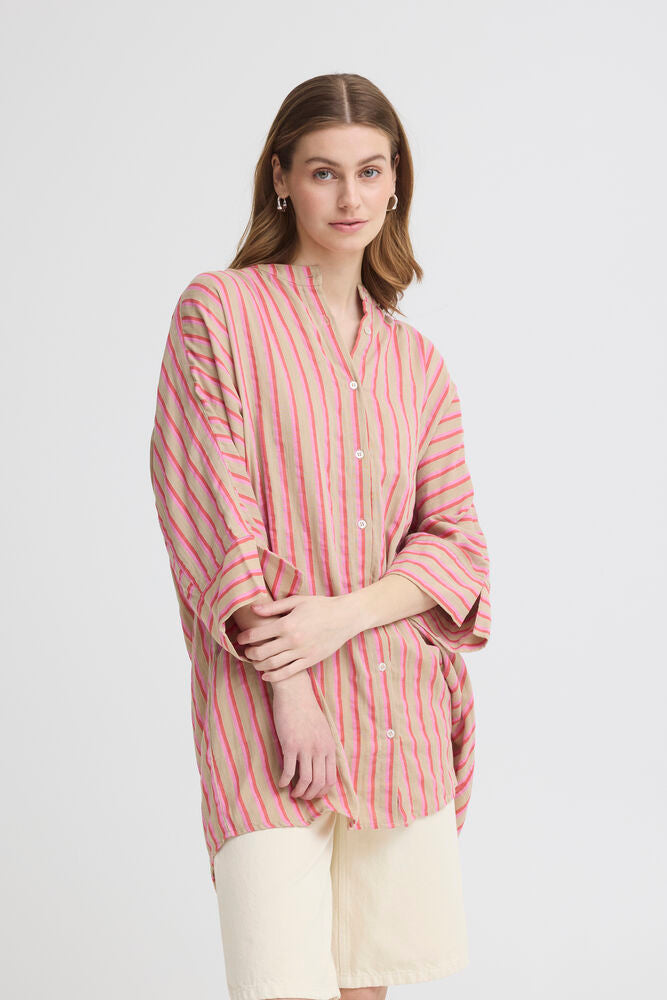 Iafoxa 3/4 Sleeve Shirt - Azalea Pink Stripe