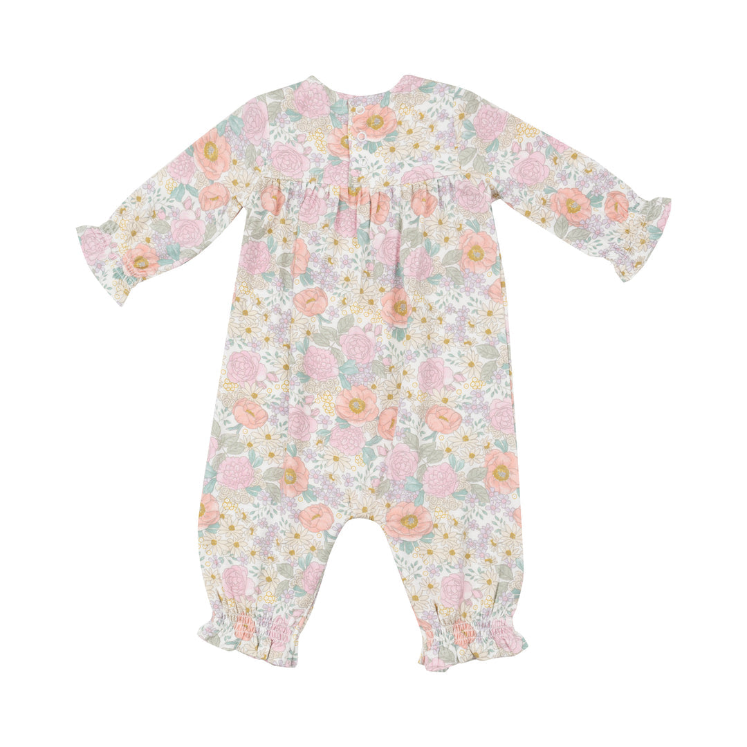 Peonies and Roses Smocked Romper by Angel Dear