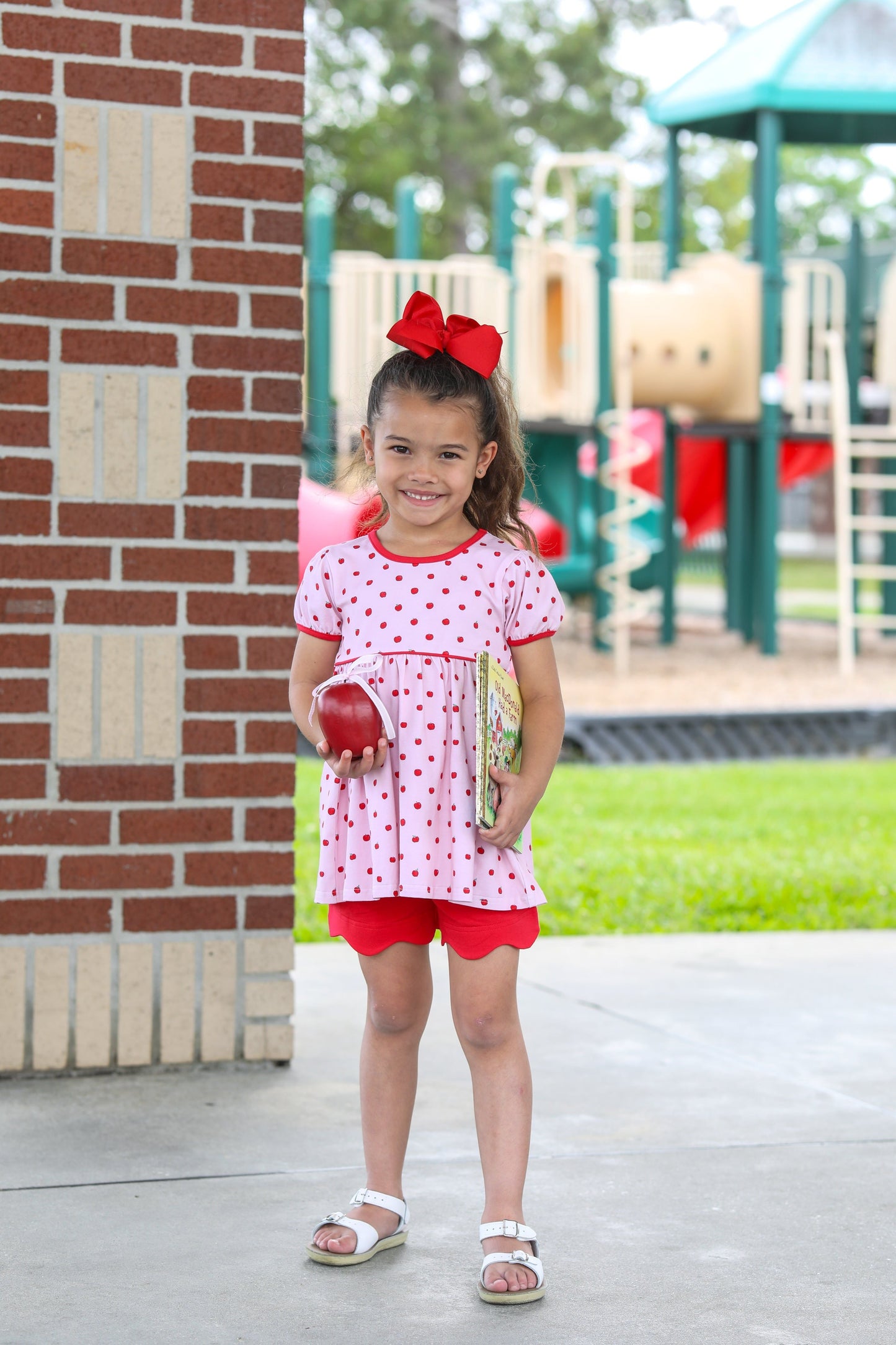 Apple Print Short Set for Girls by Trotter Street Kids