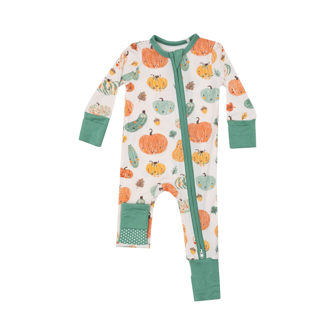 Crayon Pumpkins 2 Way Zipper Romper by Angel Dear