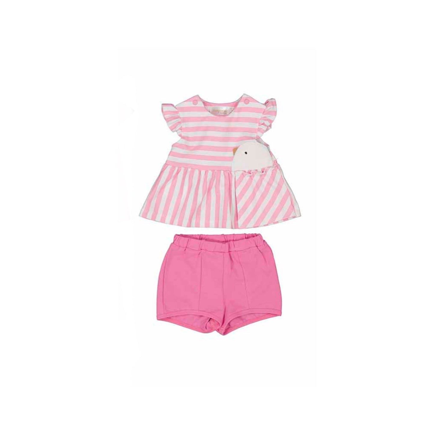 Pink Stripe Bird Top & Short Set by Mayoral