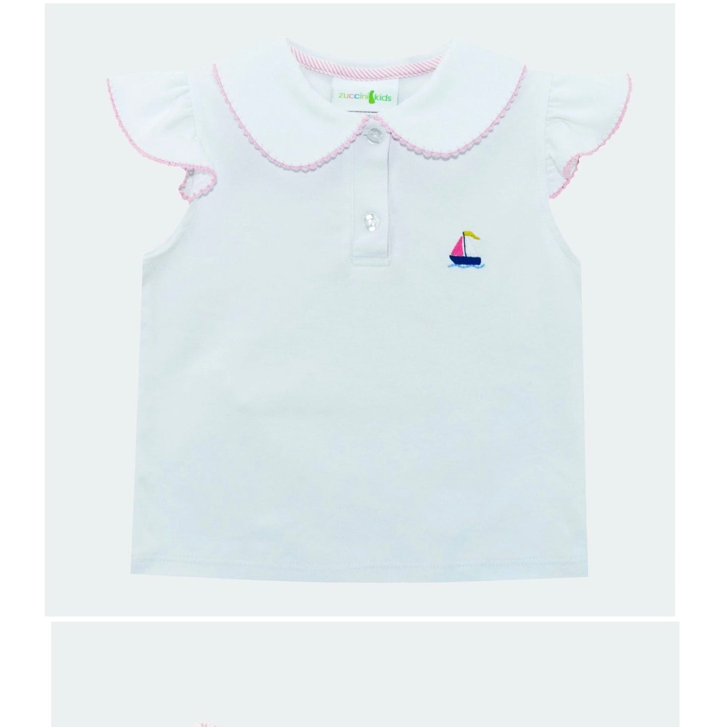 Nautical Embroidered Peter Pan collar shirt by Zuccini Kids