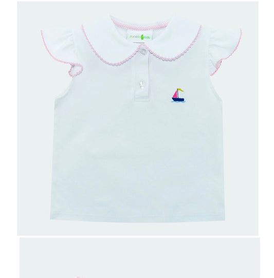 Nautical Embroidered Peter Pan collar shirt by Zuccini Kids