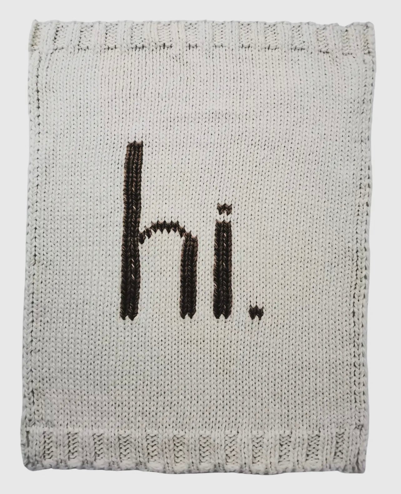 Hi. Cream and Black Knit Blanket