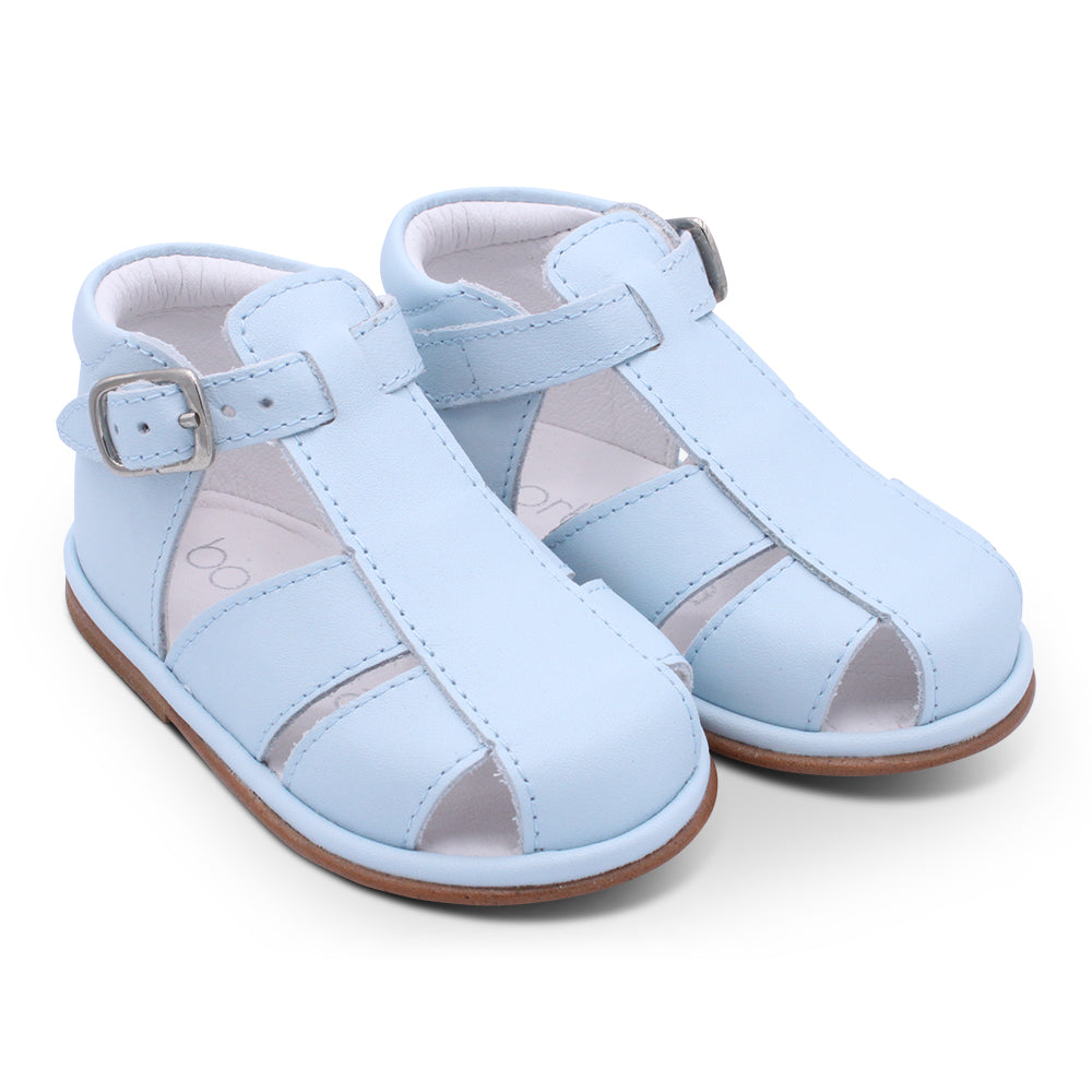 'Guy' Boys Pale Blue Leather T-Bar Sandals